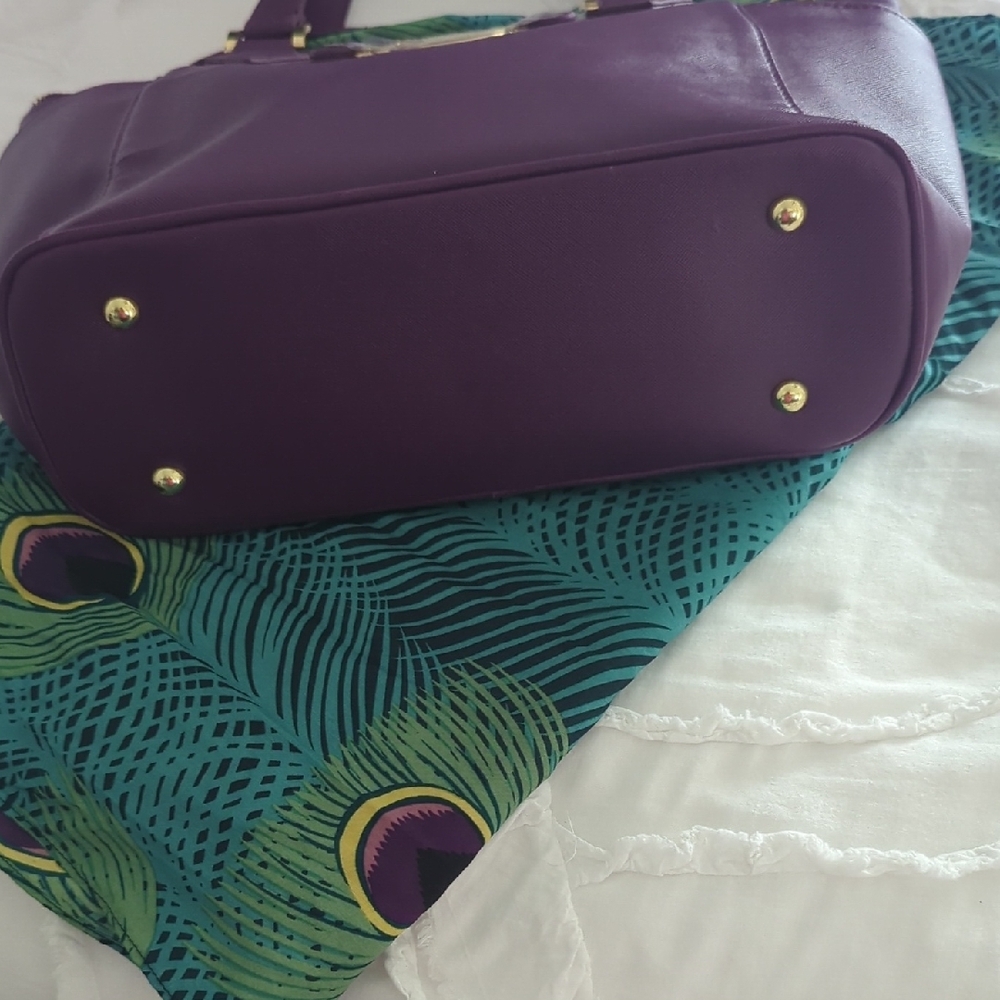IMAN Rich Purple Tote with Gold Accents - Picture 8 of 10